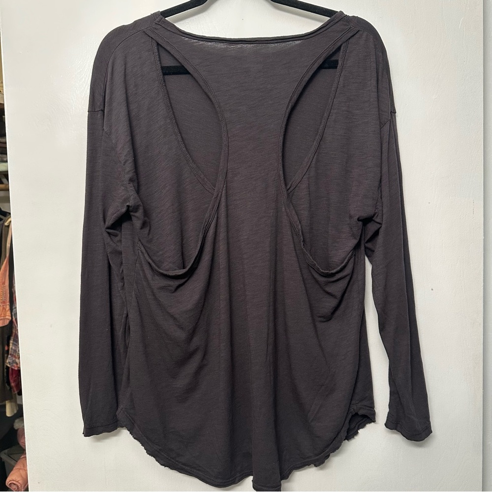 Anthropologie Daily Practice Black Long Sleeve Top with Cut Out Back Sz S